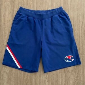 Champion Royal Blue Shorts with Logo and Stripe